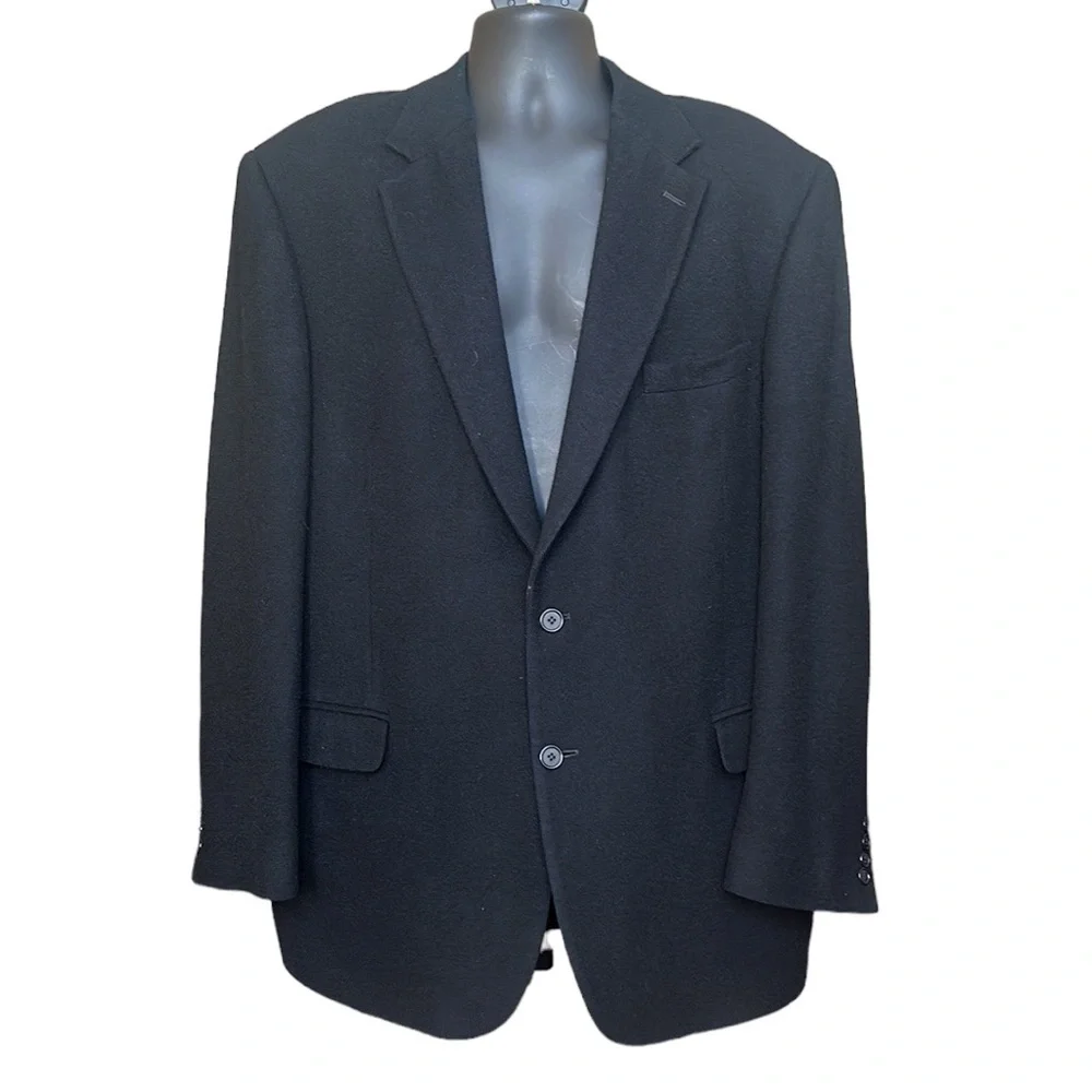 Botany 100% Camel Hair Wool Black Sportscoat Blazer size 46L